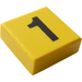 LEGO Yellow Tile 1 x 1 with Black &quot;1&quot; with Groove (80403 / 81072)