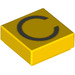 LEGO Yellow Tile 1 x 1 with &#039;C&#039; with Groove (3070)