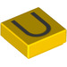 LEGO Yellow Tile 1 x 1 with Letter U with Groove (11583 / 13430)