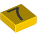 LEGO Yellow Tile 1 x 1 with Number 7 with Groove (11611 / 13445)