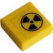 LEGO Geel Tegel 1 x 1 met Radioactive Symbol Sticker met groef (3070)