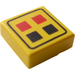 LEGO Geel Tegel 1 x 1 met Rood &amp; Zwart Buttons met groef (3070)