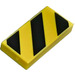 LEGO Gelb Fliese 1 x 2 mit Schwarz Danger Streifen mit Klein Gelb Ecken mit Nut (3069 / 73819)