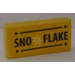 LEGO Yellow Tile 1 x 2 with Black &quot;SNO FLAKE&quot; pattern on Yellow Sticker with Groove (3069)