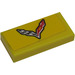 LEGO Yellow Tile 1 x 2 with Chevrolet Corvette Racing Logo Sticker with Groove (3069)