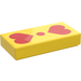 LEGO Yellow Tile 1 x 2 with Hearts with Groove (3069)