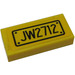 LEGO Yellow Tile 1 x 2 with &#039;JW2712&#039; License plate Sticker with Groove (3069)