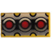 LEGO Yellow Tile 1 x 2 with Red Circles, Silver and Black Pattern with Groove (3069 / 48597)