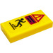 LEGO Yellow Tile 1 x 2 with Warning Symbol, Exclamation Mark, Person Slipping in Water Sticker with Groove (3069)
