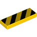 LEGO Yellow Tile 1 x 3 with Black Diagonal Stripes (63864)
