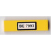 LEGO Yellow Tile 1 x 4 with &#039;BE 7993&#039; Sticker (2431 / 91143)