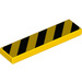 LEGO Gelb Fliese 1 x 4 mit Schwarz Danger Streifen (Unprinted Ecken) (2431)