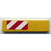 LEGO Yellow Tile 1 x 4 with Half-Sized Red and White Danger Stripes Pattern Sticker (2431)