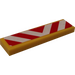LEGO Yellow Tile 1 x 4 with Red/White Hazard Chevrons Sticker (2431)