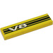 LEGO Yellow Tile 1 x 4 with &#039;V8&#039; and Black Stripes Sticker (2431)