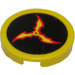 LEGO Yellow Tile 2 x 2 Round with Flame Bat Wings Sticker with &quot;X&quot; Bottom (4150)