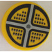 LEGO Yellow Tile 2 x 2 Round with Gray Cross and Black Points Sticker with &quot;X&quot; Bottom (4150)