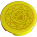 LEGO Yellow Tile 2 x 2 Round with paw print and Geometric pattern in gold Sticker with Bottom Stud Holder (14769)