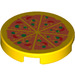 LEGO Gelb Fliese 2 x 2 Runden mit Pizza mit &quot;X&quot; unten (54871 / 81867)