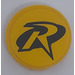 LEGO Giallo Piastrella 2 x 2 Rotondo con &quot;R&quot; Robin logo Adesivo con fondo a X (4150)