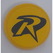 LEGO Yellow Tile 2 x 2 Round with &quot;R&quot; Robin Logo Sticker with &quot;X&quot; Bottom (4150)