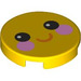 LEGO Yellow Tile 2 x 2 Round with Smiling Face with Pink Cheeks with Bottom Stud Holder (14769 / 104559)