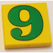 LEGO Geel Tegel 2 x 2 met &quot;9&quot; met groef (3068)