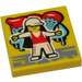 LEGO Yellow Tile 2 x 2 with BeatBit Album Cover - Minifigure in White Cap with Groove (3068)