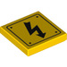 LEGO Yellow Tile 2 x 2 with Black Lightning Bolt Sign with Groove (3068 / 38140)