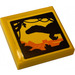 LEGO Yellow Tile 2 x 2 with Dinosaur and Jungle Silhouette Sticker with Groove (3068)