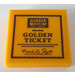 LEGO Yellow Tile 2 x 2 with &#039;DUNDER MIFFLIN&#039; and &#039;GOLDEN TICKET&#039; Sticker with Groove (3068)