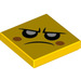 LEGO Yellow Tile 2 x 2 with Grumpy Face with Groove (3068 / 65686)