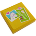 LEGO Yellow Tile 2 x 2 with horse and list Sticker with Groove (3068)