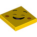 LEGO Yellow Tile 2 x 2 with Laughing Face with Groove (3068 / 65685)