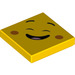 LEGO Gul Tile 2 x 2 med Laughing Ansikt med Rille (3068 / 65685)