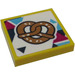 LEGO Yellow Tile 2 x 2 with Pretzel Sticker with Groove (3068)