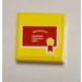 LEGO Yellow Tile 2 x 2 with Red Certificate Sticker with Groove (3068)