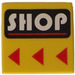 LEGO Gelb Fliese 2 x 2 mit Shop und Arrows mit Nut (3068)