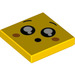 LEGO Yellow Tile 2 x 2 with Surprised Face with Groove (3068 / 65687)