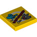 LEGO Geel Tegel 2 x 2 met The Itchy en Scratchy Show met groef (3068 / 23884)