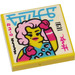 LEGO Yellow Tile 2 x 2 with Woman Pattern with Groove (3068)