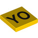 LEGO Yellow Tile 2 x 2 with &#039;YO&#039; with Groove (3068 / 90835)
