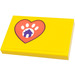 LEGO Yellow Tile 2 x 3 with Pawprint and Doghouse in Orange Heart (Model Right) Sticker (26603)