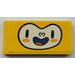 LEGO Giallo Piastrella 2 x 4 con Smiling Viso Adesivo (87079)