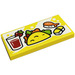 LEGO Yellow Tile 2 x 4 with Sushi, Strawberry, Tacos, Shrimp Sticker (87079)