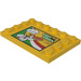 LEGO Gelb Fliese 4 x 6 mit Noppen auf 3 Edges mit &quot;City Pizza&quot; Aufkleber (6180)