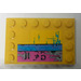 LEGO Yellow Tile 4 x 6 with Studs on 3 Edges with Worn Blue and Pink Paint Sticker (6180)