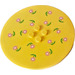 LEGO Yellow Tile 8 x 8 Round with 2 x 2 Center Studs with Pink Flowers Sticker (6177)