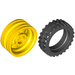 LEGO Amarillo Tire Ø 43.2 x 14 with Rim, Narrow Ø30 x 14 with Axle Hole