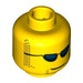 LEGO Yellow Town Head with Blue Sunglasses &amp; Stubble Decoration (Recessed Solid Stud) (3626 / 52516)